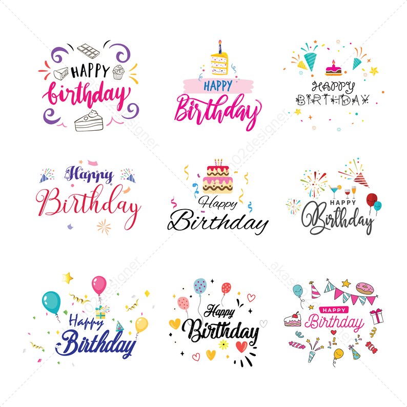 Download 18 Happy birthday svg pack png jpeg AI EPS vector bundle ...