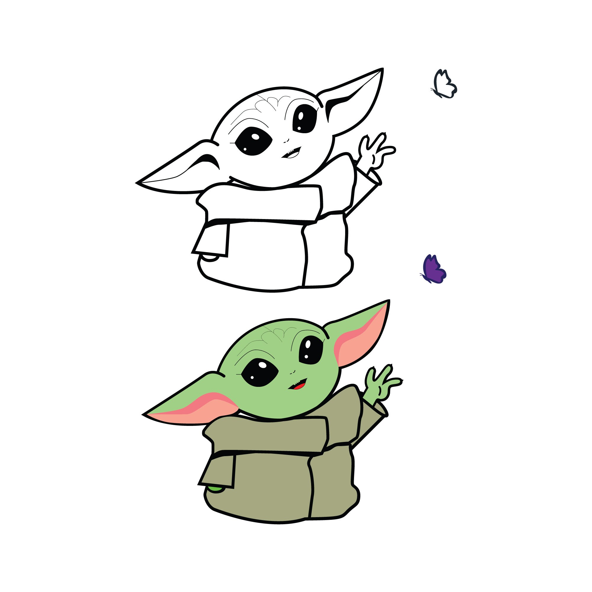 Download Super Cute Baby Yoda Catching Butterfly Svg Png Ai Eps Etsy