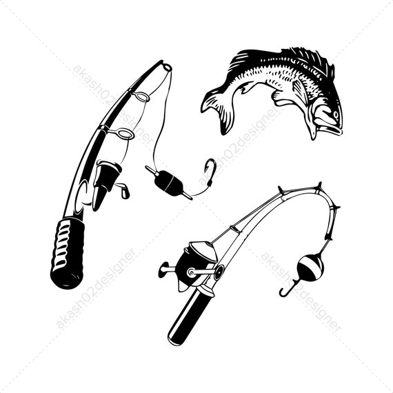 Download 2 Fishing Pole With Lure Svg Bobber Float Svg Hook Svg Fish Etsy