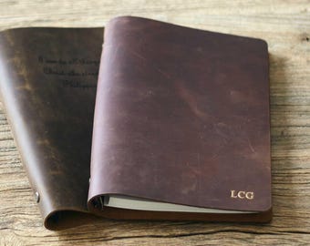 Raccoglitore in pelle a 6 anelli formato A5/A6/A7 - Copertina per agenda personalizzata con incisione - Quaderno/diario ricaricabile