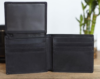Portafoglio da uomo in pelle pieno fiore - Iniziali personalizzate incise, nome personalizzato, regalo di anniversario per lui