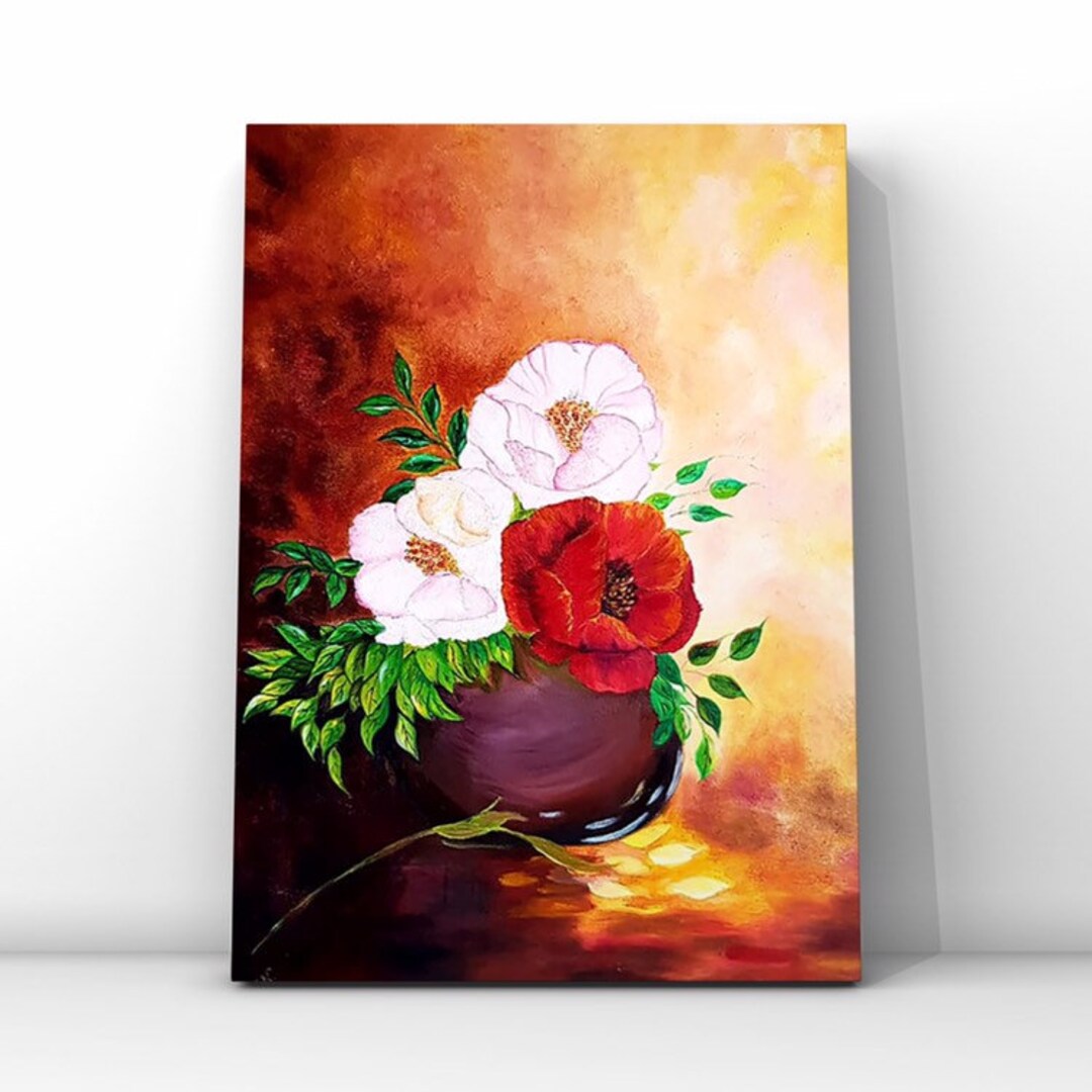 絵画 Oil painting of beautiful flowers. Original Oil Painting. Flowers for Your Beloved. A Perfect