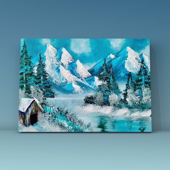 Painting Winter Landscape, Oil Painting Nature, Winter Mountains