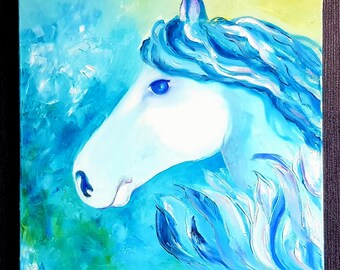 Original Oil Painting Horse, Oil Canvas Decor Wall, Good Ideas for Gift, Horse Original Drawing, Artwork Home, Art by Gorbachenko Nataliia