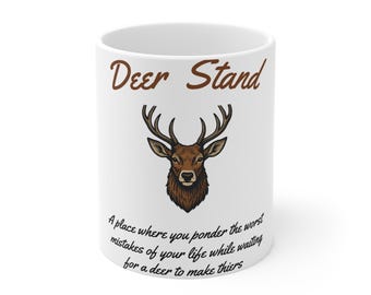 Hirsch Stand Becher | Jagd-Hirschkopfillustration, Kabine draußen Kaffeetasse