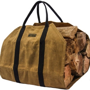  Boho Canvas Firewood Carrier Bag, Elephant Art Heavy