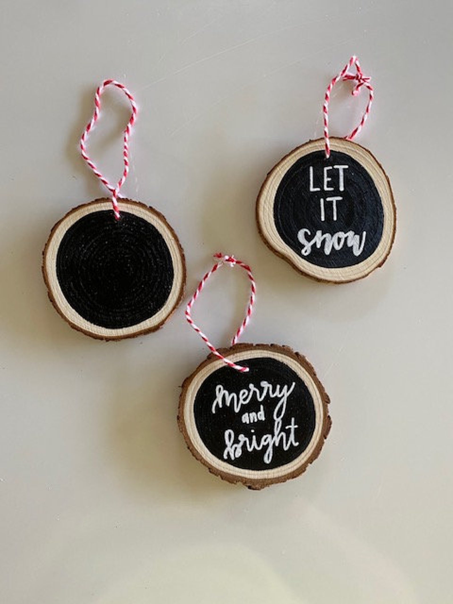 Custom Calligraphy Christmas Ornaments Wood Slice Ornaments Etsy