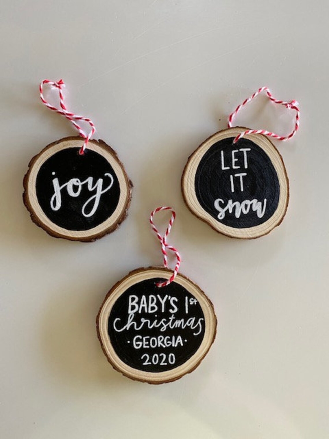 Custom Calligraphy Christmas Ornaments Wood Slice Ornaments Etsy