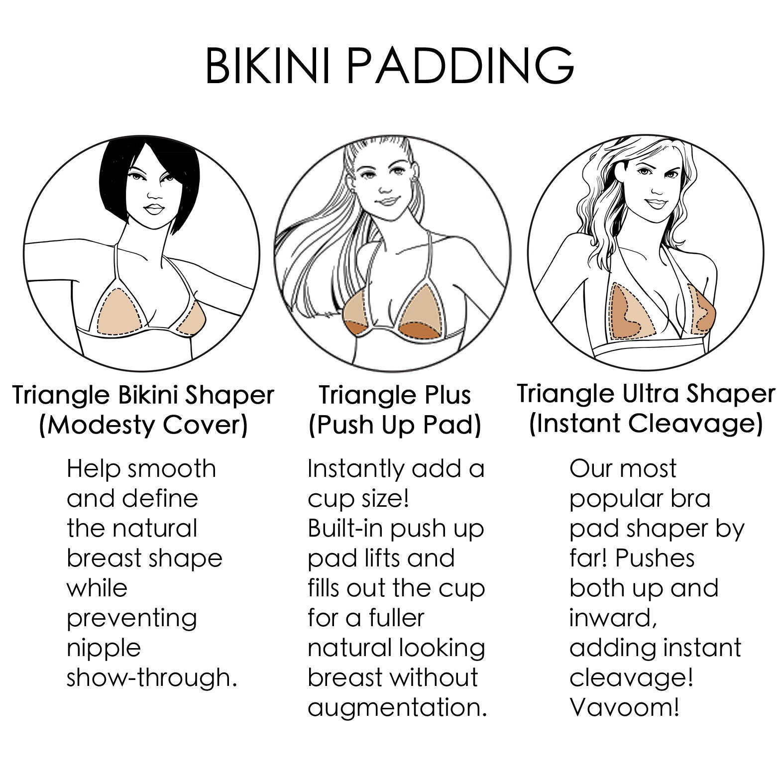 triangle bikini push up pads