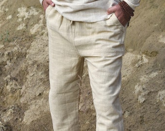 mens plus size hemp casual pants