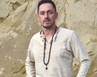 Hemp Shirt | 100% Hemp Clothing | Men Hemp Apparel | Hemp Long Sleeve | Tribal Shirt Jedi