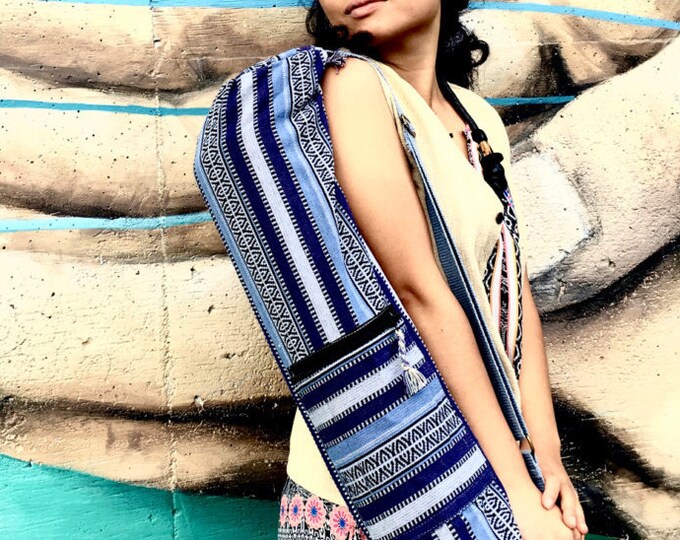 Yoga Mat Bag Handwoven Cotton Large Zipper Pockets Yoga Sling Carrier