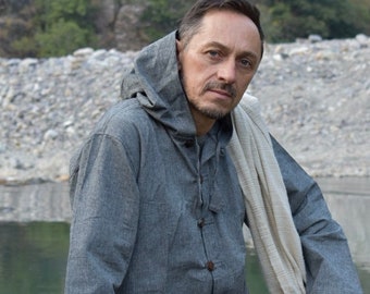 Hemp Jacket Gray | 100% Hemp Hoodie | Hemp Mens Clothing | Hemp Long Sleeve | Sustainable Earth Eco Tops Woven Tops | Hemp Coat