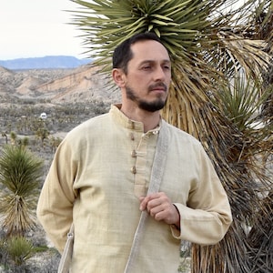 Hemp Shirt | 100% Hemp Clothing | Men Hemp Apparel | Organic Clothing | Hemp Top | Hemp Long Sleeve | Tribal Shirt Woven Sustainable