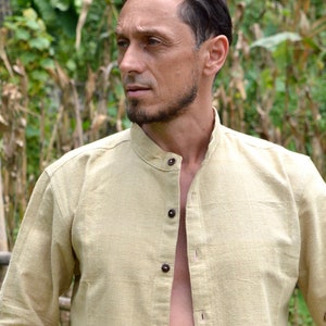 Hemp Shirt | 100% Hemp Clothing | Men Hemp | Hemp Long Sleeve | Hemp Top | Hemp Button Down | Tribal Clothing image 2