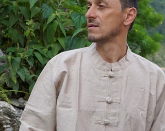 Hemp Long Sleeve | 100% Hemp Handwoven | Hemp Shirt Mandarin Collar