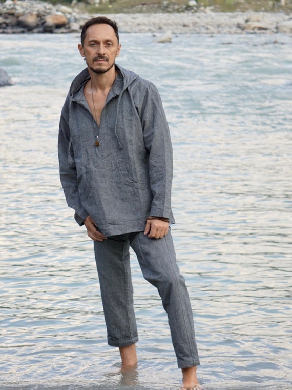 Hemp Hoodie Gray With Pants 100 Hemp Costume Hemp Suit Hemp Baja Sweatshirt Etsy