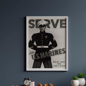US Marines Recruitment Poster - World War 2 Print, World War 2 Poster, War Propaganda Poster, Vintage Marines Poster, Marines Ad