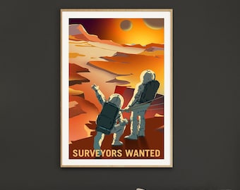Mars Surveyors Wanted Recruitment Poster NASA - Surveyors Poster, Mars Poster, Space Poster, NASA Poster, Space Exploration, Mars Astronaut
