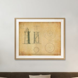 Race Point Light Blueprint - Cape Cod Lighthouse, Maritime Poster, Beach House Décor, Massachusetts Lighthouse Poster, Nautical Print