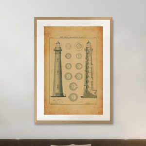Bodie Island Lighthouse Plan Drawing - North Carolina Lighthouse, Pier Lighthouse, Lighthouse Print, Beach House Décor, Nautical Décor Print