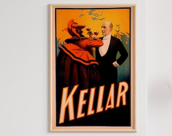 Kellar Toasting with the Devil Poster 1800s - Magic Poster, Magician Art, Illusionist Poster, Magic Show Poster, Illusion, Vaudeville Poster