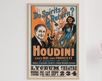 Houdini Spirits Revue Poster – Vintage Magic Show Print