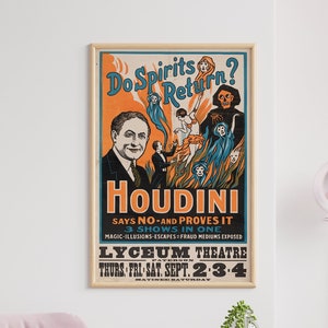Houdini Spirits Magical Revue Show Poster - Magic Poster, Magician Art, Illusionist Poster, Magic Show Poster, Illusion, Vaudeville Poster