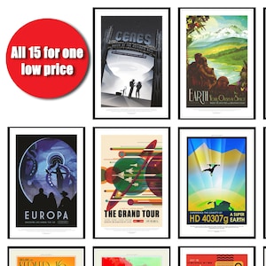Set of 15 NASA Space Travel Poster - Space Poster, NASA Poster, JPL Poster, Space Exploration Poster, Planet Exploration Poster, Astronaut