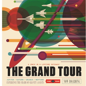 NASA Grand Tour Space Travel Poster - Space Poster, NASA Poster, JPL Poster, Space Exploration Poster, Planet Exploration Poster, Astronaut