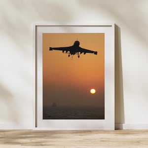 EA-6B Prowler at Sunset – Navy Jet Poster, Military Aircraft Art, Electronic Warfare Jet, Navy Flight Art, Pilot Gift