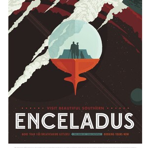 NASA Enceladus Space Travel Poster - Space Poster, NASA Poster, JPL Poster, Space Exploration Poster, Planet Exploration Poster, Astronaut