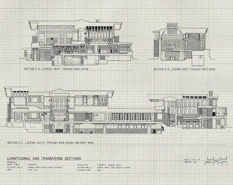 フランク・ロイド・ライト ロビー邸の設計図 – シカゴの歴史的建造物