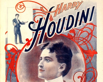 1838 Houdini King of Card Magician Poster - Magic Poster, Magician Art, Illusionist Poster, Magic Show Poster, Illusion, Vaudeville Poster