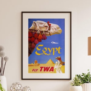 Vintage TWA Egypt Travel Poster – 1960s Mid-Century Art