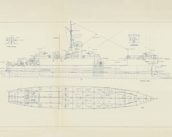 Plano de lancha de desembarco LCI – Póster de lancha de desembarco de la Armada de la Segunda Guerra Mundial
