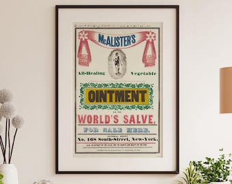 McAlister's Ointment Advertisement Poster – 1845 Apothecary Print