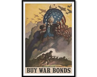Tío Sam - Compre bonos de guerra - Póster de propaganda de la Segunda Guerra Mundial