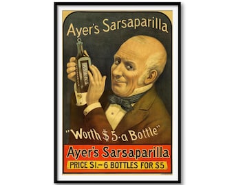 Ayer’s Sarsaparilla Advertisement Poster – Restored Vintage Print