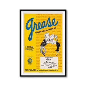 Grease Musical Broadway Poster – 1972 Retro Theater Art - Etsy