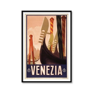 Venezia Travel Poster - Italian Tourism Art, Gondolas in Venice, 1930s ENIT Decor, Retro Italy Wall Art, Venice Poster, Vintage Venice