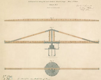 Impresión de instrumentos del faro de Minot's Ledge – Póster de herramientas de construcción náutica