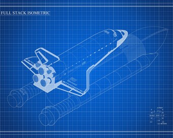 Póster con el plano del transbordador espacial Discovery – Dibujo isométrico de la NASA