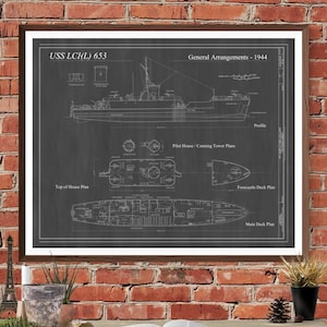 Navy Landing Craft Blueprint - Ship Blueprint, Ship Drawing, Boat Blueprint, Old Ship Blueprint, Ship Poster, Warship Blueprint, Navy LCI