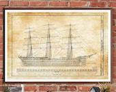 1886 Sail Ship Balclutha Blueprint – Vintage Maritime Print