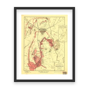 Gettysburg Battle Map Print: Civil War Battle Lines - 1863