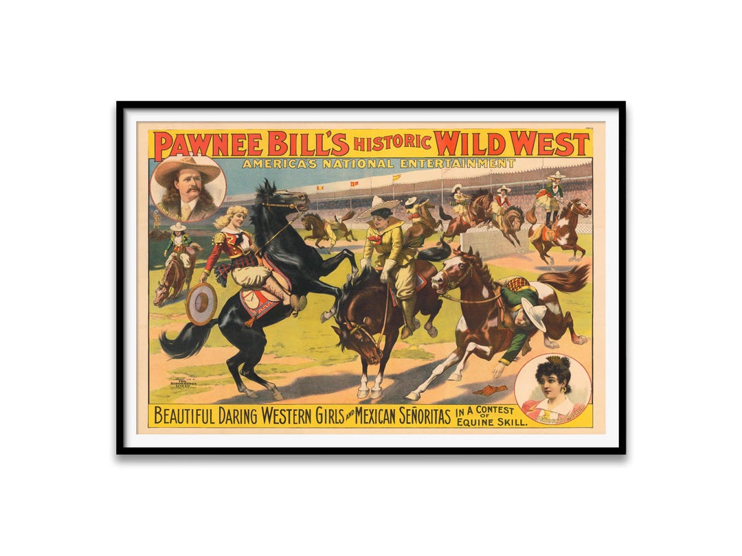 Pawnee Bill's Wild West Show Poster – Vintage Cowboy Art Print - Etsy