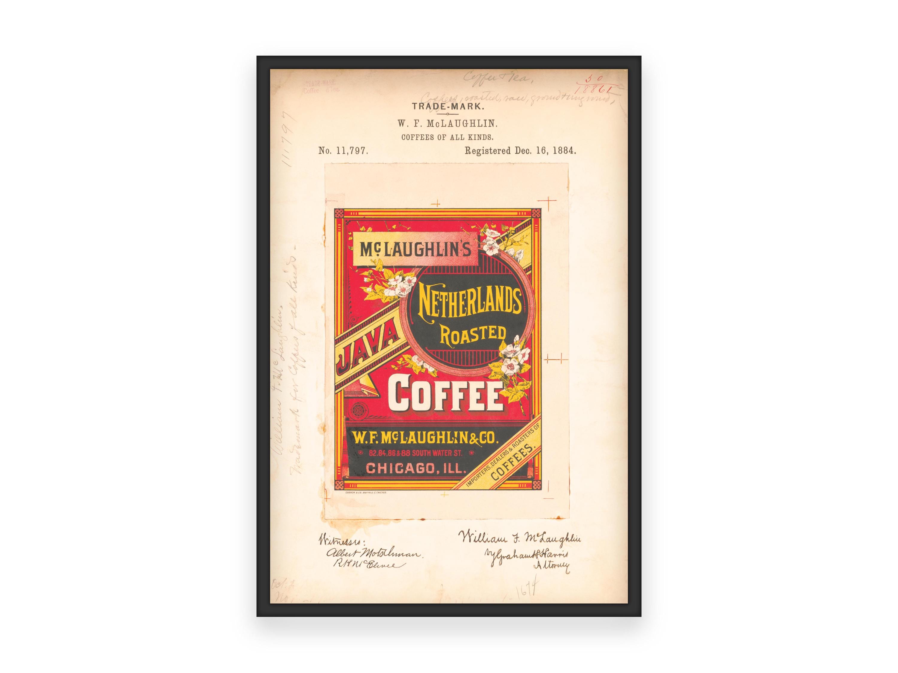 Vintage Java Netherlands Coffee 1884 Poster - Mclaughlin's