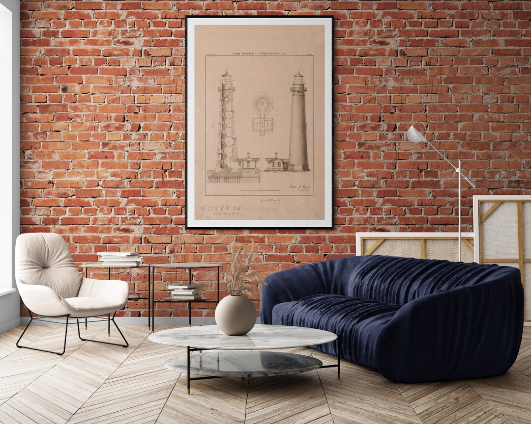 Sand Island Lighthouse Blueprint Print - Alabama Maritime Art - Etsy