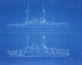 Uss Michigan Blueprint Ship Drawing Navy Ship Blueprint Etsy Uk